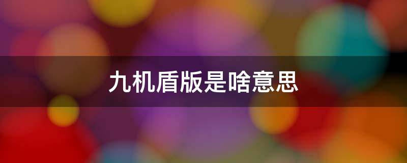 九机盾版是啥意思
