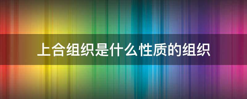 上合组织是什么性质的组织