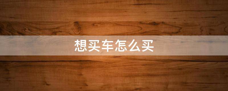 想买车怎么买