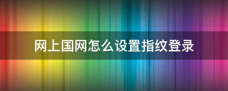 网上国网怎么设置指纹登录