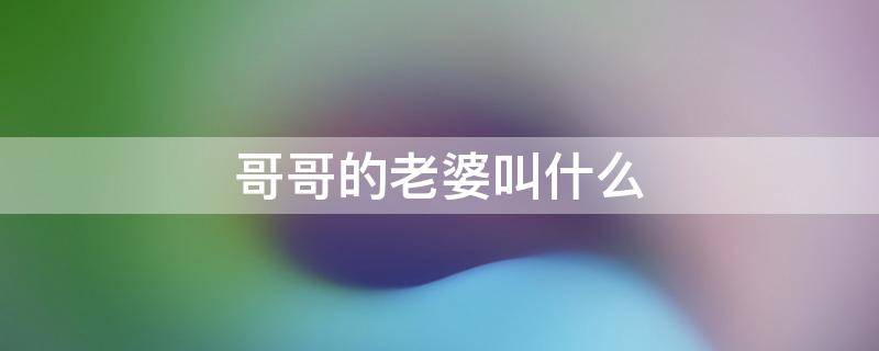 哥哥的老婆叫什么