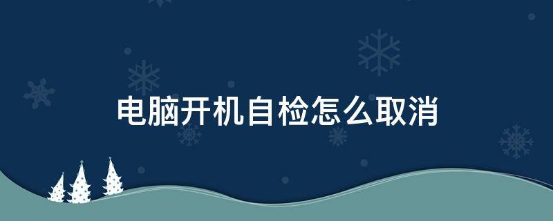 电脑开机自检怎么取消